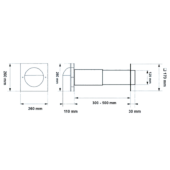 Teleskop-Mauerkasten Ø 125mm mit Edelstahlgitter