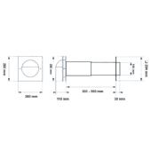 Teleskop-Mauerkasten Ø 150mm mit Edelstahlgitter