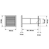 Teleskop-Mauerkasten Ø 125mm mit Kunststoffgitter