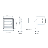 Teleskop-Mauerkasten Ø 150mm mit Edelstahlgitter