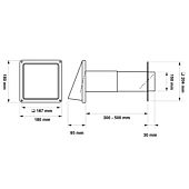Teleskop-Mauerkasten Ø 150mm mit Edelstahlhaube